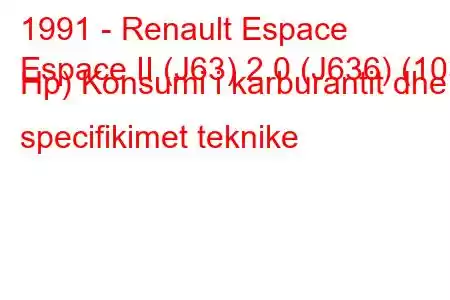 1991 - Renault Espace
Espace II (J63) 2.0 (J636) (103 Hp) Konsumi i karburantit dhe specifikimet teknike