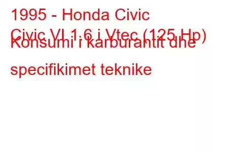 1995 - Honda Civic
Civic VI 1.6 i Vtec (125 Hp) Konsumi i karburantit dhe specifikimet teknike