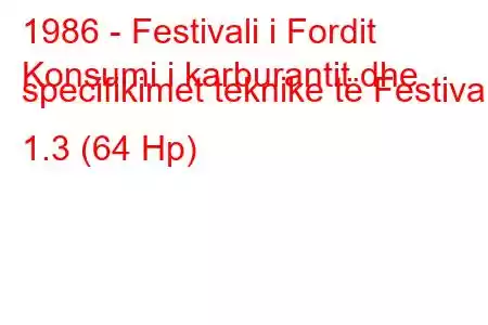 1986 - Festivali i Fordit
Konsumi i karburantit dhe specifikimet teknike të Festiva I 1.3 (64 Hp)