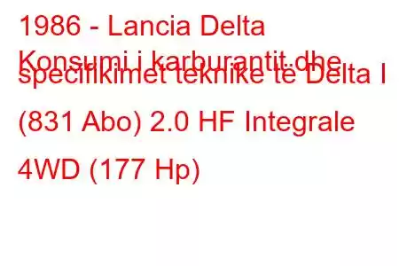 1986 - Lancia Delta
Konsumi i karburantit dhe specifikimet teknike të Delta I (831 Abo) 2.0 HF Integrale 4WD (177 Hp)