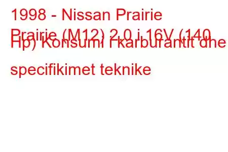 1998 - Nissan Prairie
Prairie (M12) 2.0 i 16V (140 Hp) Konsumi i karburantit dhe specifikimet teknike