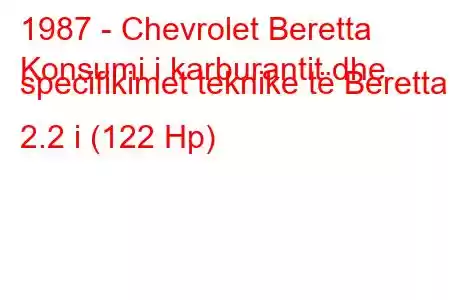 1987 - Chevrolet Beretta
Konsumi i karburantit dhe specifikimet teknike të Beretta 2.2 i (122 Hp)