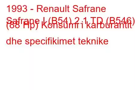 1993 - Renault Safrane
Safrane I (B54) 2.1 TD (B546) (88 Hp) Konsumi i karburantit dhe specifikimet teknike