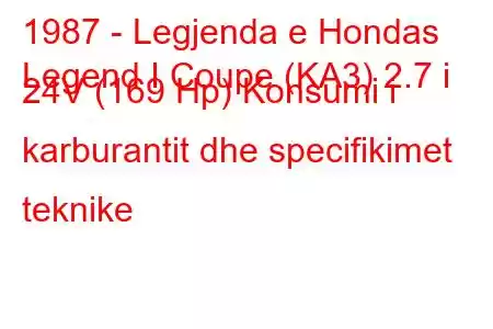 1987 - Legjenda e Hondas
Legend I Coupe (KA3) 2.7 i 24V (169 Hp) Konsumi i karburantit dhe specifikimet teknike