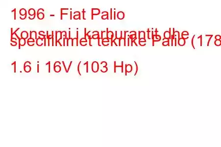 1996 - Fiat Palio
Konsumi i karburantit dhe specifikimet teknike Palio (178) 1.6 i 16V (103 Hp)