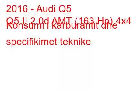 2016 - Audi Q5
Q5 II 2.0d AMT (163 Hp) 4x4 Konsumi i karburantit dhe specifikimet teknike