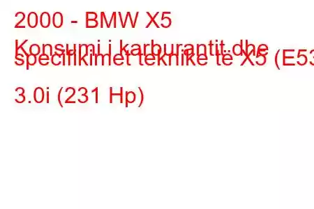 2000 - BMW X5
Konsumi i karburantit dhe specifikimet teknike të X5 (E53) 3.0i (231 Hp)