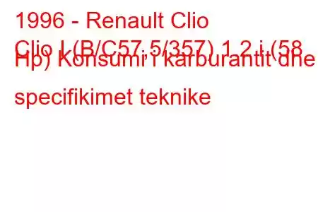 1996 - Renault Clio
Clio I (B/C57,5/357) 1.2 i (58 Hp) Konsumi i karburantit dhe specifikimet teknike