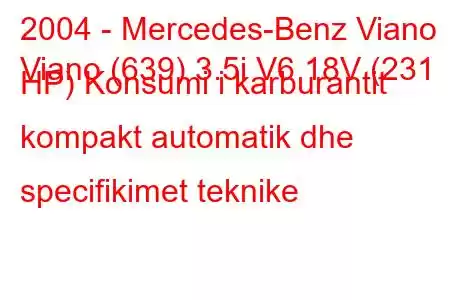 2004 - Mercedes-Benz Viano
Viano (639) 3.5i V6 18V (231 HP) Konsumi i karburantit kompakt automatik dhe specifikimet teknike