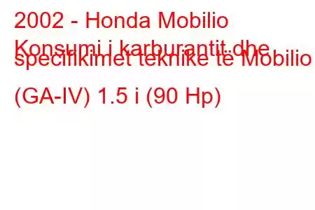 2002 - Honda Mobilio
Konsumi i karburantit dhe specifikimet teknike të Mobilio (GA-IV) 1.5 i (90 Hp)