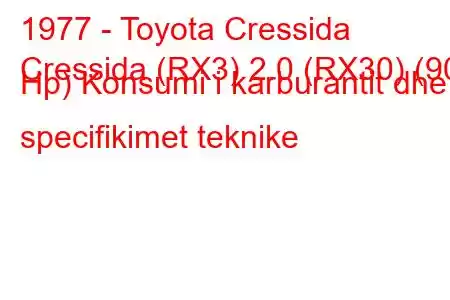 1977 - Toyota Cressida
Cressida (RX3) 2.0 (RX30) (90 Hp) Konsumi i karburantit dhe specifikimet teknike