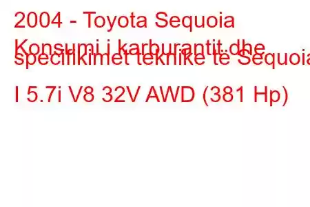 2004 - Toyota Sequoia
Konsumi i karburantit dhe specifikimet teknike të Sequoia I 5.7i V8 32V AWD (381 Hp)