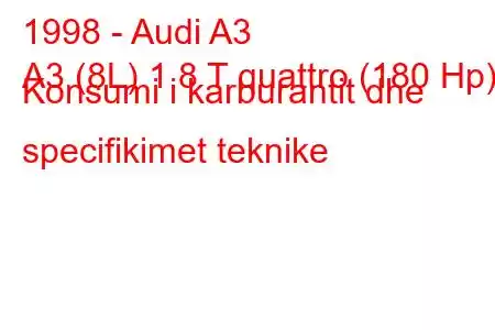 1998 - Audi A3
A3 (8L) 1.8 T quattro (180 Hp) Konsumi i karburantit dhe specifikimet teknike