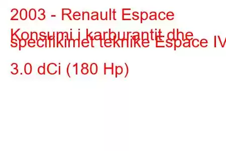 2003 - Renault Espace
Konsumi i karburantit dhe specifikimet teknike Espace IV 3.0 dCi (180 Hp)