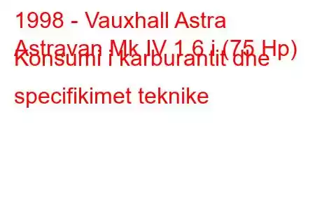 1998 - Vauxhall Astra
Astravan Mk IV 1.6 i (75 Hp) Konsumi i karburantit dhe specifikimet teknike