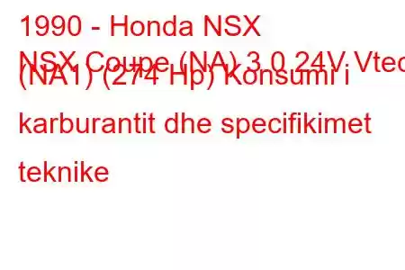 1990 - Honda NSX
NSX Coupe (NA) 3.0 24V Vtec (NA1) (274 Hp) Konsumi i karburantit dhe specifikimet teknike