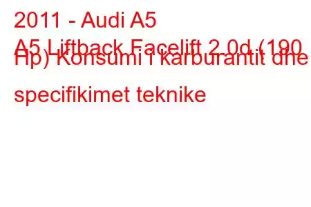 2011 - Audi A5
A5 Liftback Facelift 2.0d (190 Hp) Konsumi i karburantit dhe specifikimet teknike