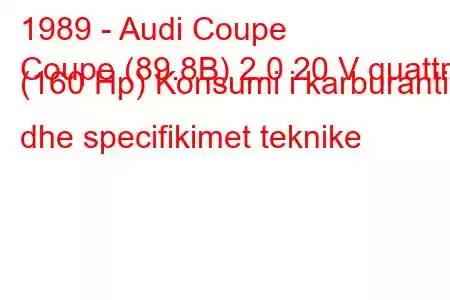 1989 - Audi Coupe
Coupe (89.8B) 2.0 20 V quattro (160 Hp) Konsumi i karburantit dhe specifikimet teknike