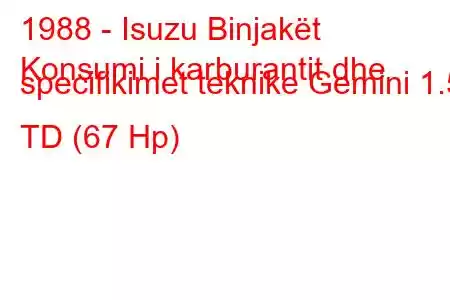 1988 - Isuzu Binjakët
Konsumi i karburantit dhe specifikimet teknike Gemini 1.5 TD (67 Hp)