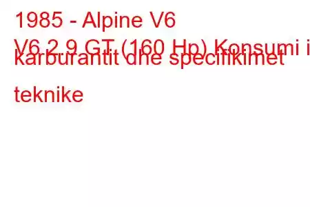 1985 - Alpine V6
V6 2.9 GT (160 Hp) Konsumi i karburantit dhe specifikimet teknike