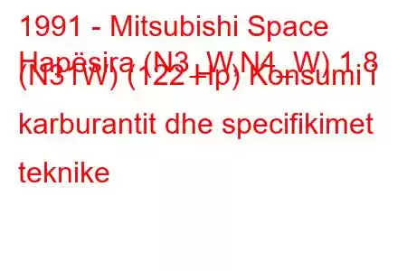 1991 - Mitsubishi Space
Hapësira (N3_W,N4_W) 1.8 (N31W) (122 Hp) Konsumi i karburantit dhe specifikimet teknike