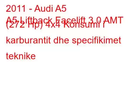 2011 - Audi A5
A5 Liftback Facelift 3.0 AMT (272 Hp) 4x4 Konsumi i karburantit dhe specifikimet teknike