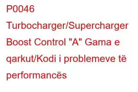 P0046 Turbocharger/Supercharger Boost Control 