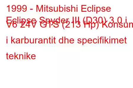 1999 - Mitsubishi Eclipse
Eclipse Spyder III (D30) 3.0 i V6 24V GTS (213 Hp) Konsumi i karburantit dhe specifikimet teknike