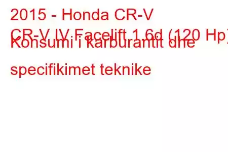 2015 - Honda CR-V
CR-V IV Facelift 1.6d (120 Hp) Konsumi i karburantit dhe specifikimet teknike