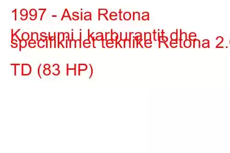 1997 - Asia Retona
Konsumi i karburantit dhe specifikimet teknike Retona 2.0 TD (83 HP)