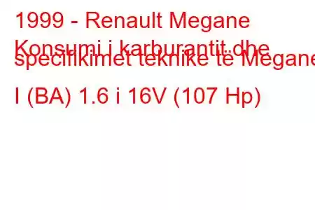 1999 - Renault Megane
Konsumi i karburantit dhe specifikimet teknike të Megane I (BA) 1.6 i 16V (107 Hp)