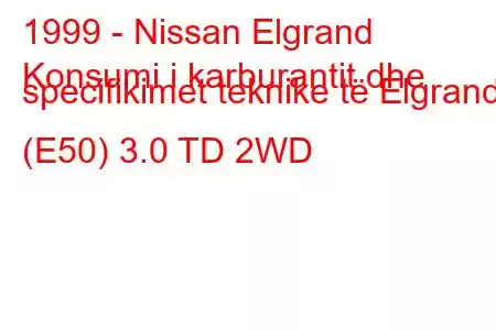 1999 - Nissan Elgrand
Konsumi i karburantit dhe specifikimet teknike të Elgrand (E50) 3.0 TD 2WD