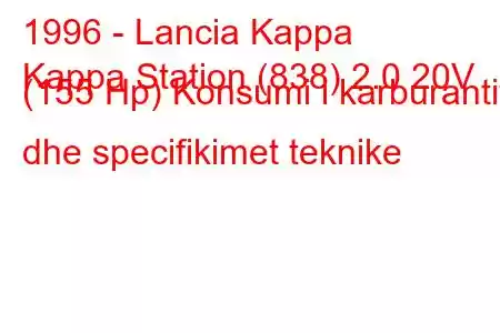 1996 - Lancia Kappa
Kappa Station (838) 2.0 20V (155 Hp) Konsumi i karburantit dhe specifikimet teknike