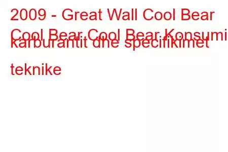 2009 - Great Wall Cool Bear
Cool Bear Cool Bear Konsumi i karburantit dhe specifikimet teknike