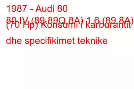 1987 - Audi 80
80 IV (89.89Q,8A) 1.6 (89.8A) (70 Hp) Konsumi i karburantit dhe specifikimet teknike