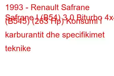 1993 - Renault Safrane
Safrane I (B54) 3.0 Biturbo 4x4 (B545) (263 Hp) Konsumi i karburantit dhe specifikimet teknike