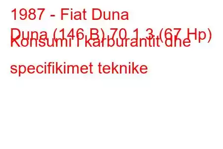 1987 - Fiat Duna
Duna (146 B) 70 1.3 (67 Hp) Konsumi i karburantit dhe specifikimet teknike