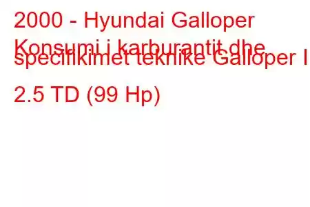 2000 - Hyundai Galloper
Konsumi i karburantit dhe specifikimet teknike Galloper II 2.5 TD (99 Hp)