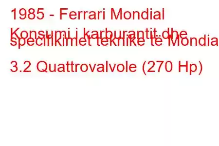 1985 - Ferrari Mondial
Konsumi i karburantit dhe specifikimet teknike të Mondial 3.2 Quattrovalvole (270 Hp)