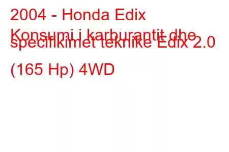 2004 - Honda Edix
Konsumi i karburantit dhe specifikimet teknike Edix 2.0 (165 Hp) 4WD