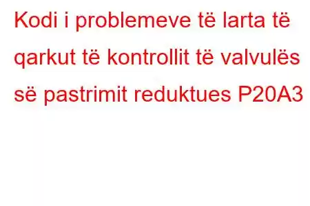 Kodi i problemeve të larta të qarkut të kontrollit të valvulës së pastrimit reduktues P20A3