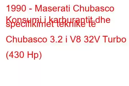 1990 - Maserati Chubasco
Konsumi i karburantit dhe specifikimet teknike të Chubasco 3.2 i V8 32V Turbo (430 Hp)