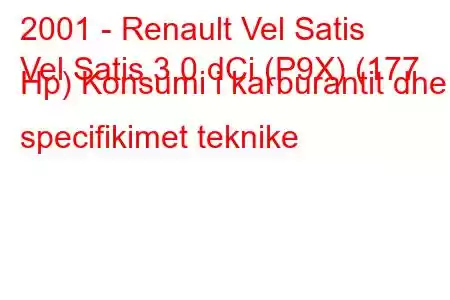 2001 - Renault Vel Satis
Vel Satis 3.0 dCi (P9X) (177 Hp) Konsumi i karburantit dhe specifikimet teknike