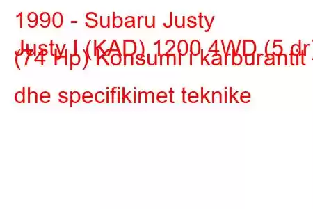 1990 - Subaru Justy
Justy I (KAD) 1200 4WD (5 dr) (74 Hp) Konsumi i karburantit dhe specifikimet teknike