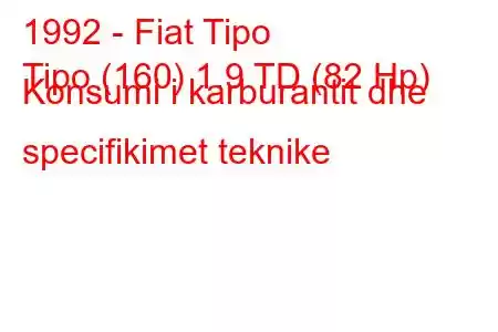 1992 - Fiat Tipo
Tipo (160) 1.9 TD (82 Hp) Konsumi i karburantit dhe specifikimet teknike