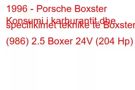 1996 - Porsche Boxster
Konsumi i karburantit dhe specifikimet teknike të Boxster (986) 2.5 Boxer 24V (204 Hp)