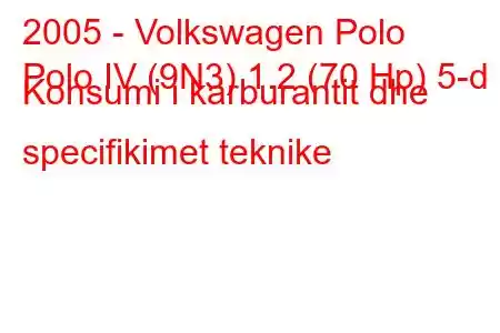 2005 - Volkswagen Polo
Polo IV (9N3) 1.2 (70 Hp) 5-d Konsumi i karburantit dhe specifikimet teknike