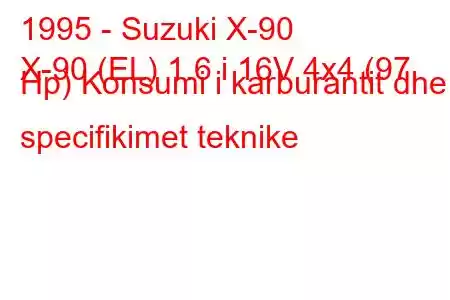 1995 - Suzuki X-90
X-90 (EL) 1.6 i 16V 4x4 (97 Hp) Konsumi i karburantit dhe specifikimet teknike