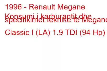 1996 - Renault Megane
Konsumi i karburantit dhe specifikimet teknike të Megane Classic I (LA) 1.9 TDI (94 Hp)