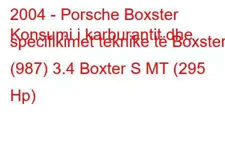 2004 - Porsche Boxster
Konsumi i karburantit dhe specifikimet teknike të Boxster (987) 3.4 Boxter S MT (295 Hp)